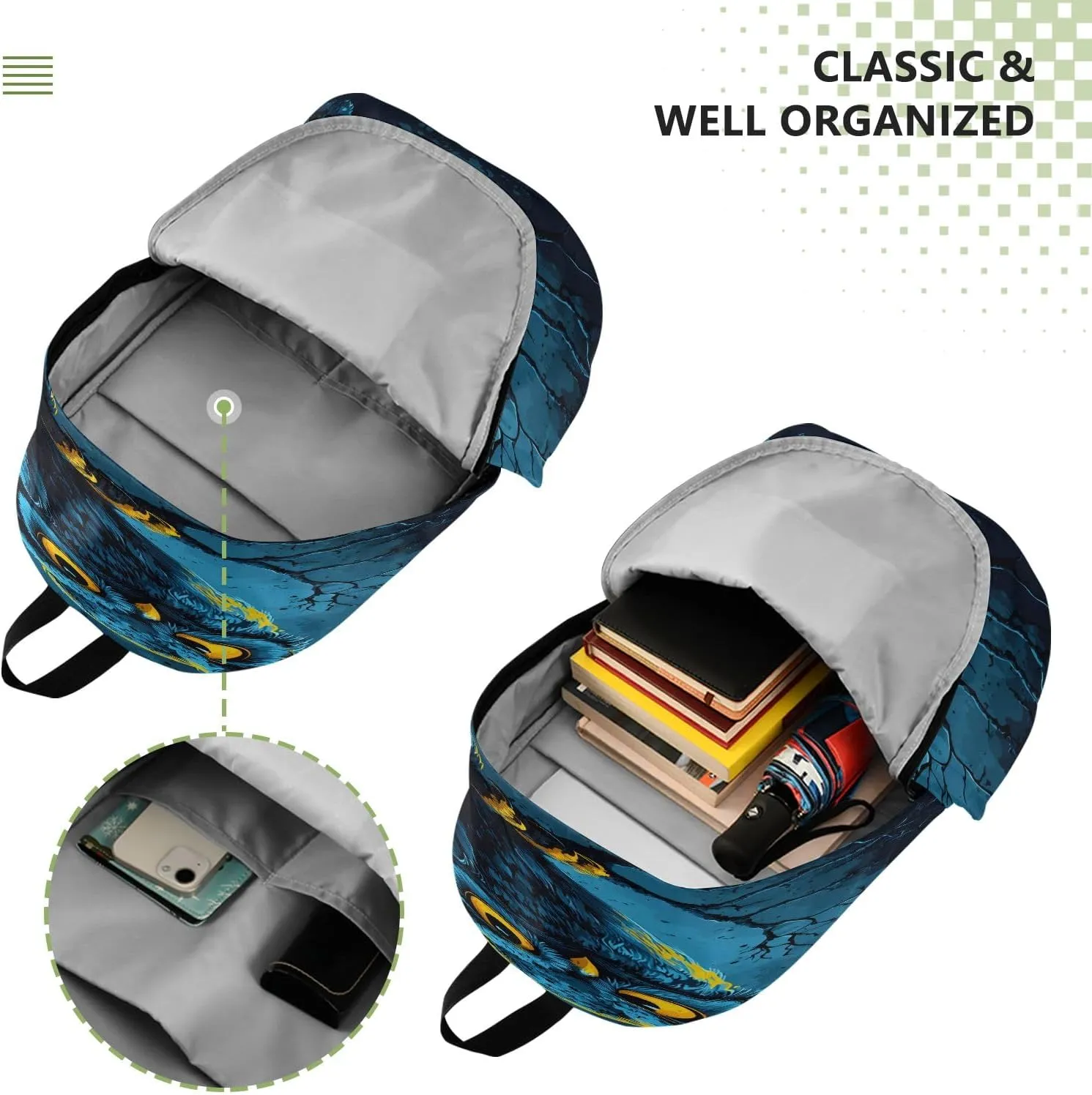 Fierce-looking Owl Travel Backpack for Women Men Laptop Backpack College Bookbag Large Capacity Computer Backpacks