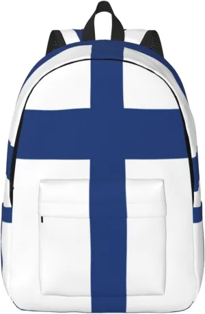 Finnish flag print Hiking Backpack Casual Daypack Outdoor Travel Backpacks Bookbag for Men Women Adult