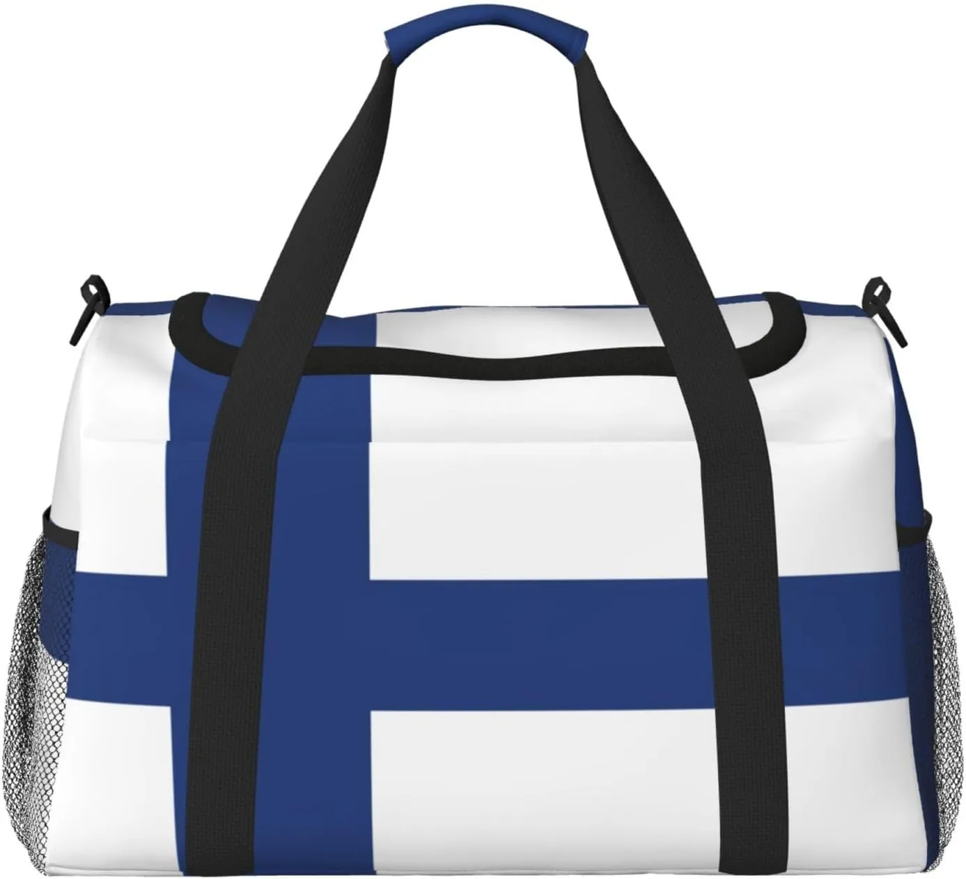 Finnish Flag Travel Bag, Weekender Bags For Women Men For Outdoor Adventures, Ideal For Camping And Hiking