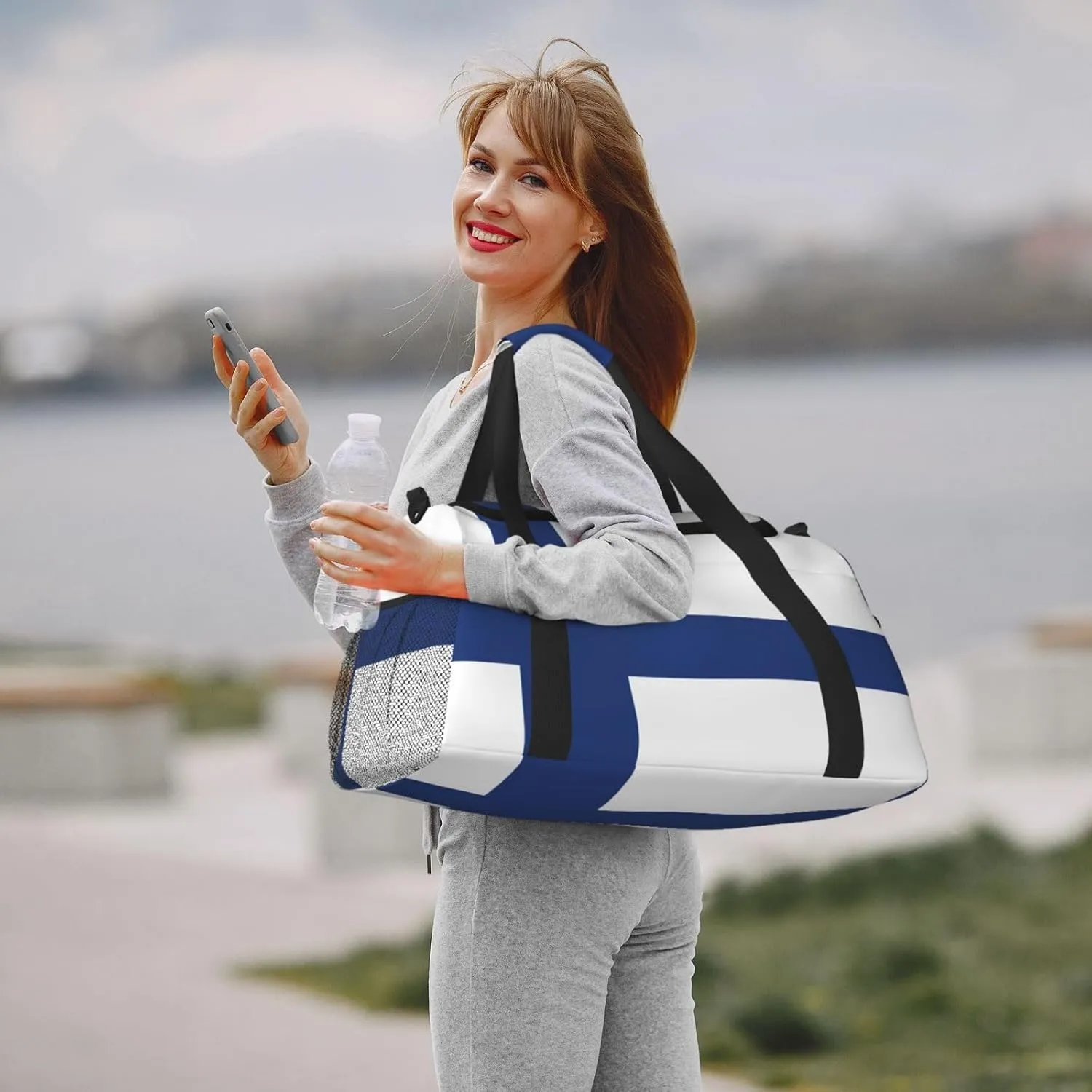 Finnish Flag Travel Bag, Weekender Bags For Women Men For Outdoor Adventures, Ideal For Camping And Hiking