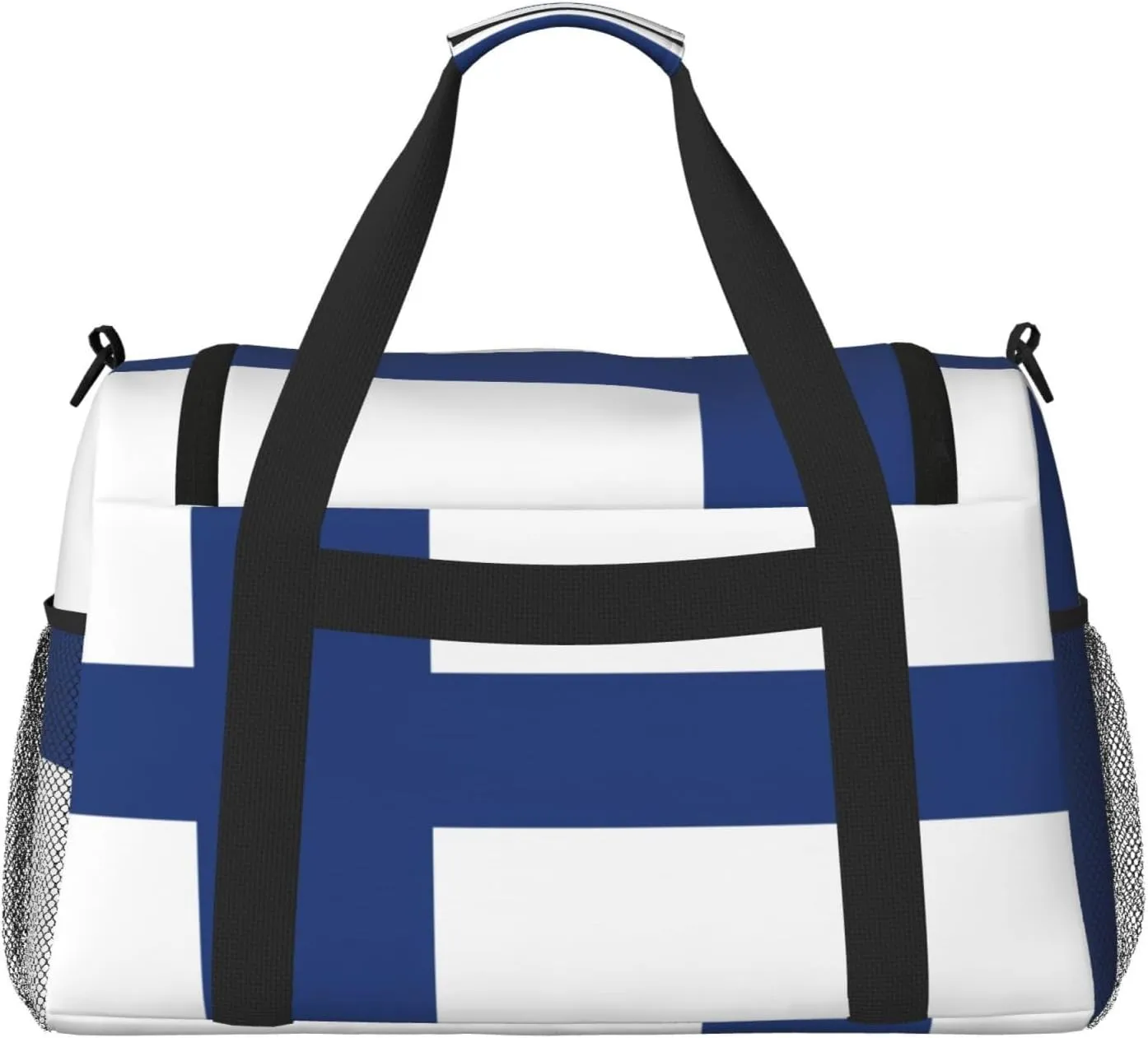 Finnish Flag Travel Bag, Weekender Bags For Women Men For Outdoor Adventures, Ideal For Camping And Hiking