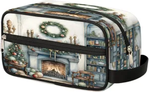 Fireplace New Year Toiletry Bag Dopp Kit Makeup Bag Travel Toiletry Bag for Women Men Portable Organizer Shaving Bag for Toiletries Accessories