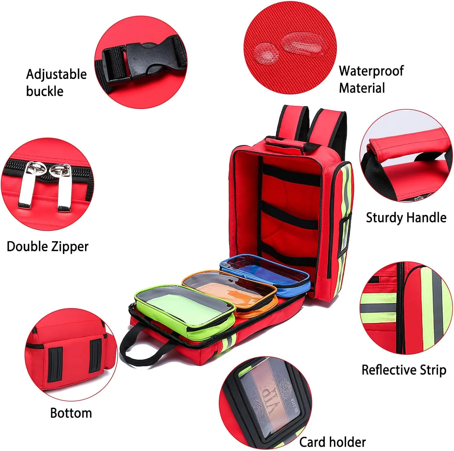 First Aid Backpack Bag,Emergency Medical Backpack Empty,For Trauma Medical Bag Travel Paramedic Bag, BAG ONLY (Red)