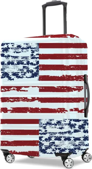 FIRST WAY Luggage Cover Protector - Anti-Scratch Suitcase Cover for Travel - Protects Against Dirt and Wear, Fits 27"-30" Luggage American Flag