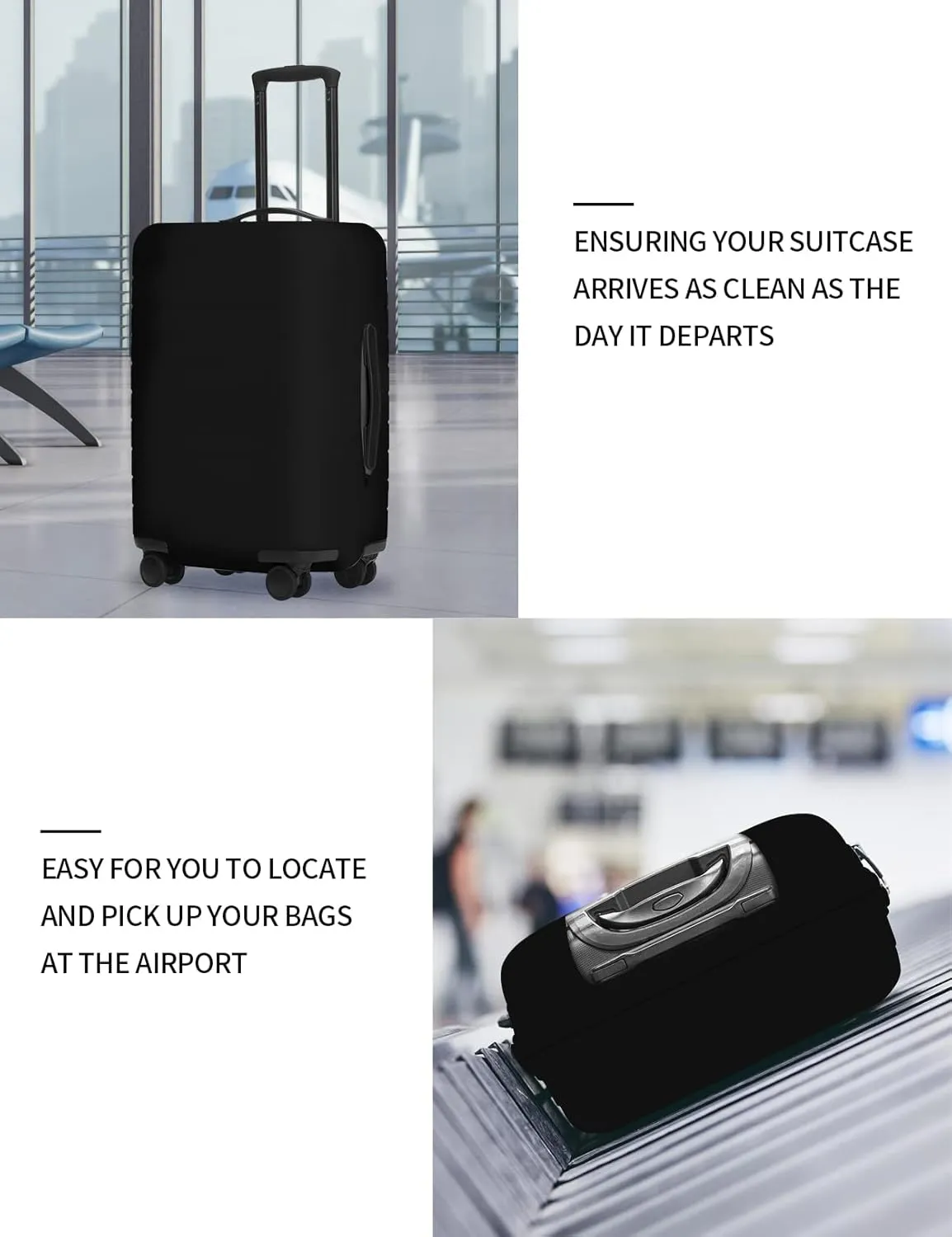 FIRST WAY Luggage Cover Protector - Anti-Scratch Suitcase Cover for Travel - Protects Against Dirt and Wear, Fits 27"-30" Luggage Black