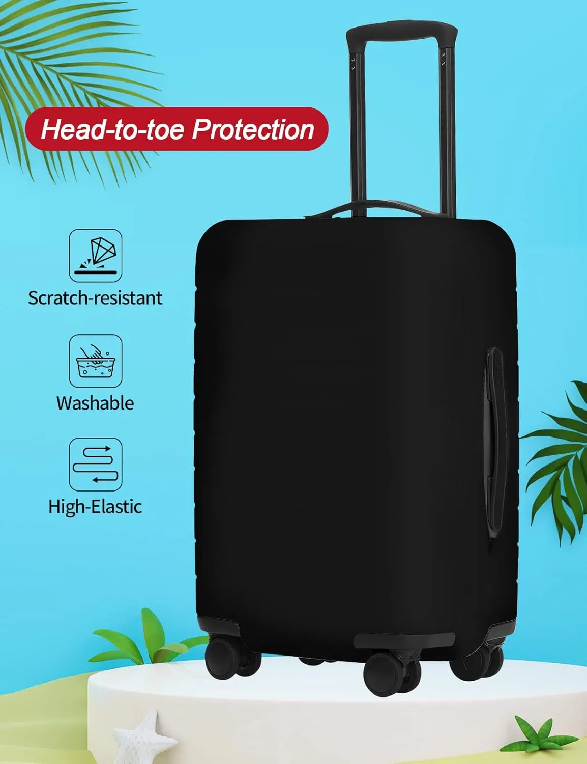 FIRST WAY Luggage Cover Protector - Anti-Scratch Suitcase Cover for Travel - Protects Against Dirt and Wear, Fits 27"-30" Luggage Black