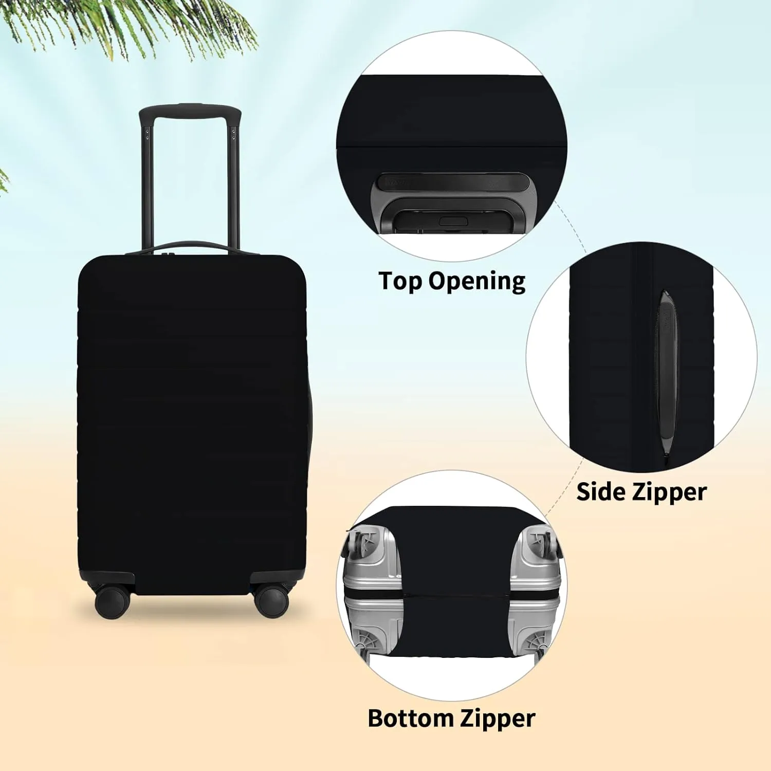 FIRST WAY Luggage Cover Protector - Anti-Scratch Suitcase Cover for Travel - Protects Against Dirt and Wear, Fits 27"-30" Luggage Black