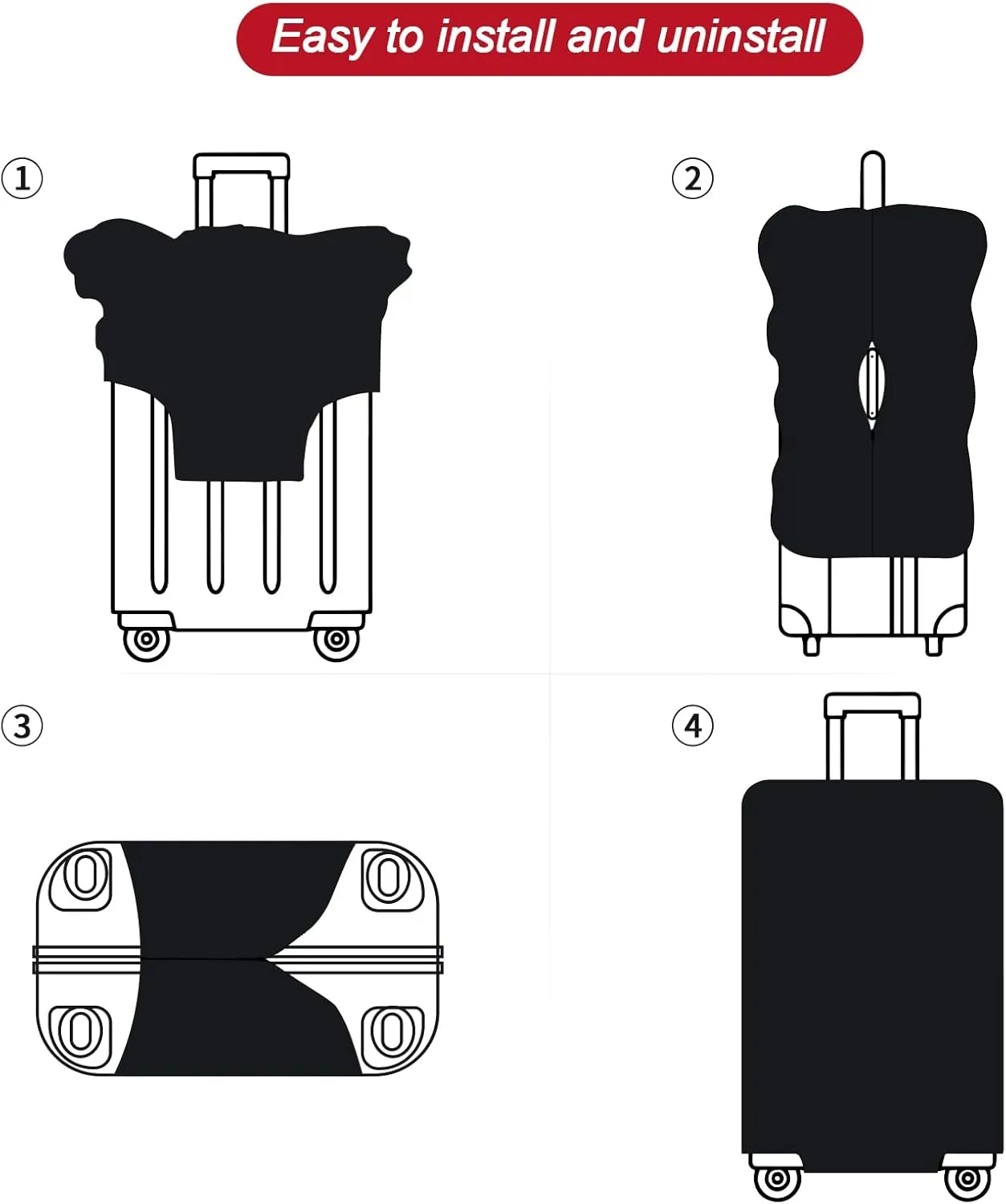 FIRST WAY Luggage Cover Protector - Anti-Scratch Suitcase Cover for Travel - Protects Against Dirt and Wear, Fits 27"-30" Luggage Black