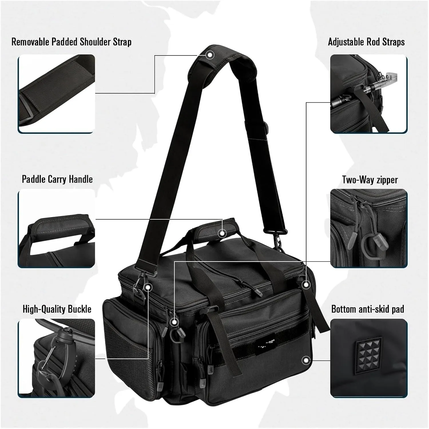 Fishing Bag Waterproof Crossbody Large-Capacity Fishing Rod Special Storage Tackle Bag(Khaki M)