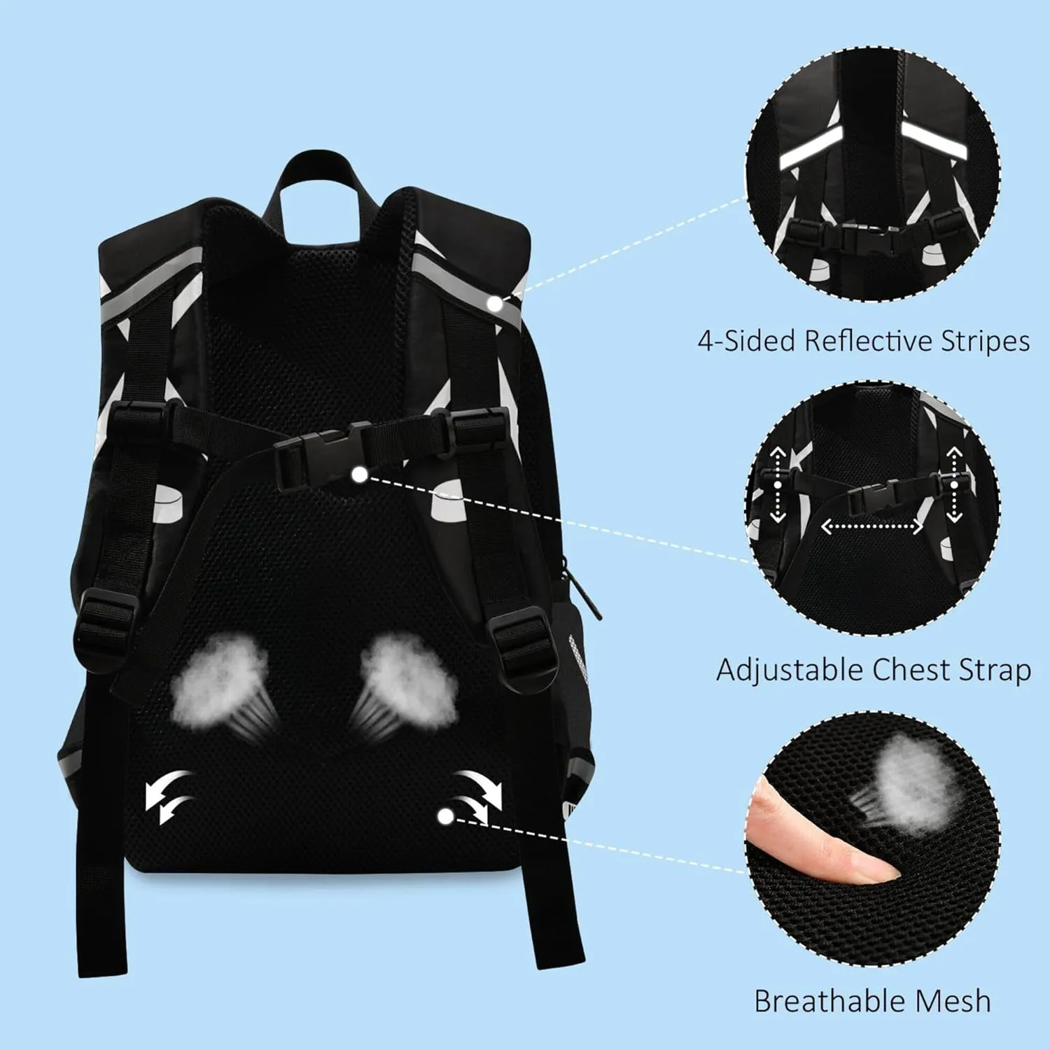 Fisyme Hockey Stick Puck Black Custom Backpack Schoolbag Kids Daypack Toddler Travel School Bag Small Backpacks for Kindergarten Preschool Nursery Boys Girl