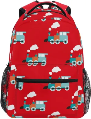 Fisyme Retro Train Backpack Laptop Bag Daypack Travel Hiking School Backpacks for Men Women Kids Girls Boys