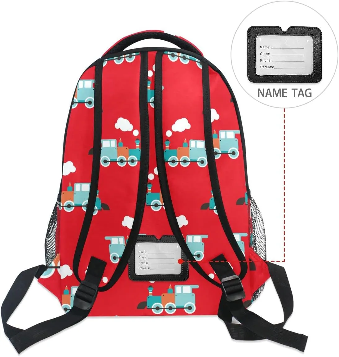 Fisyme Retro Train Backpack Laptop Bag Daypack Travel Hiking School Backpacks for Men Women Kids Girls Boys