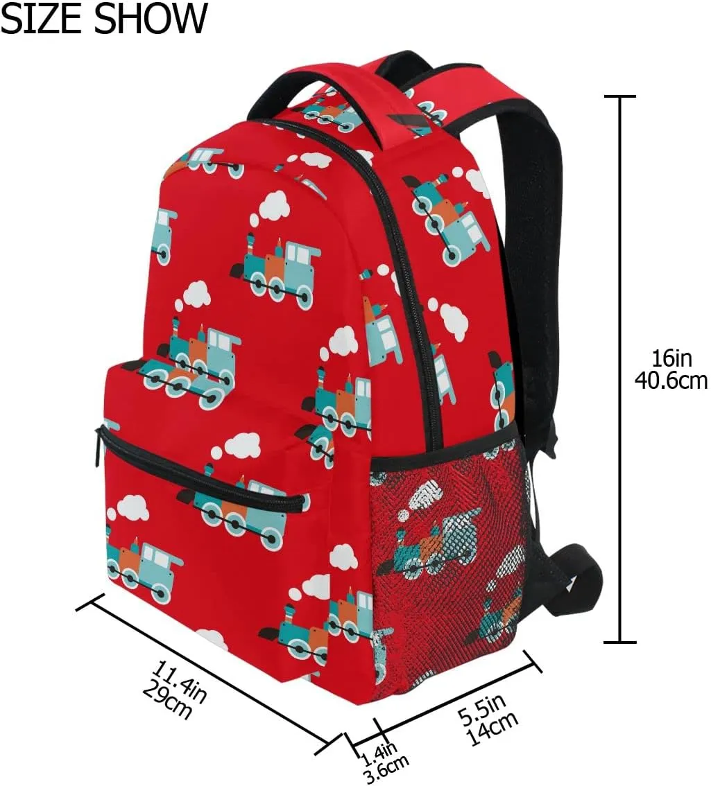 Fisyme Retro Train Backpack Laptop Bag Daypack Travel Hiking School Backpacks for Men Women Kids Girls Boys