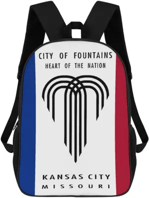 Flag of Kan-Sas City, Missouri Classic 17 Inch Backpack Travel Daypack Casual Shoulder Bag with Adjustable Strap for Men And Women