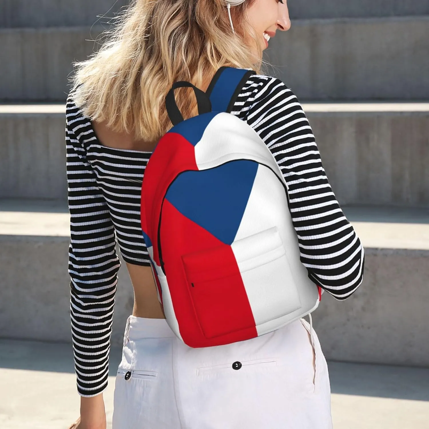 Flag of the Czech Republic print Backpack Travel Backpacks for Women Men College Backpack Computer Bag for Travel