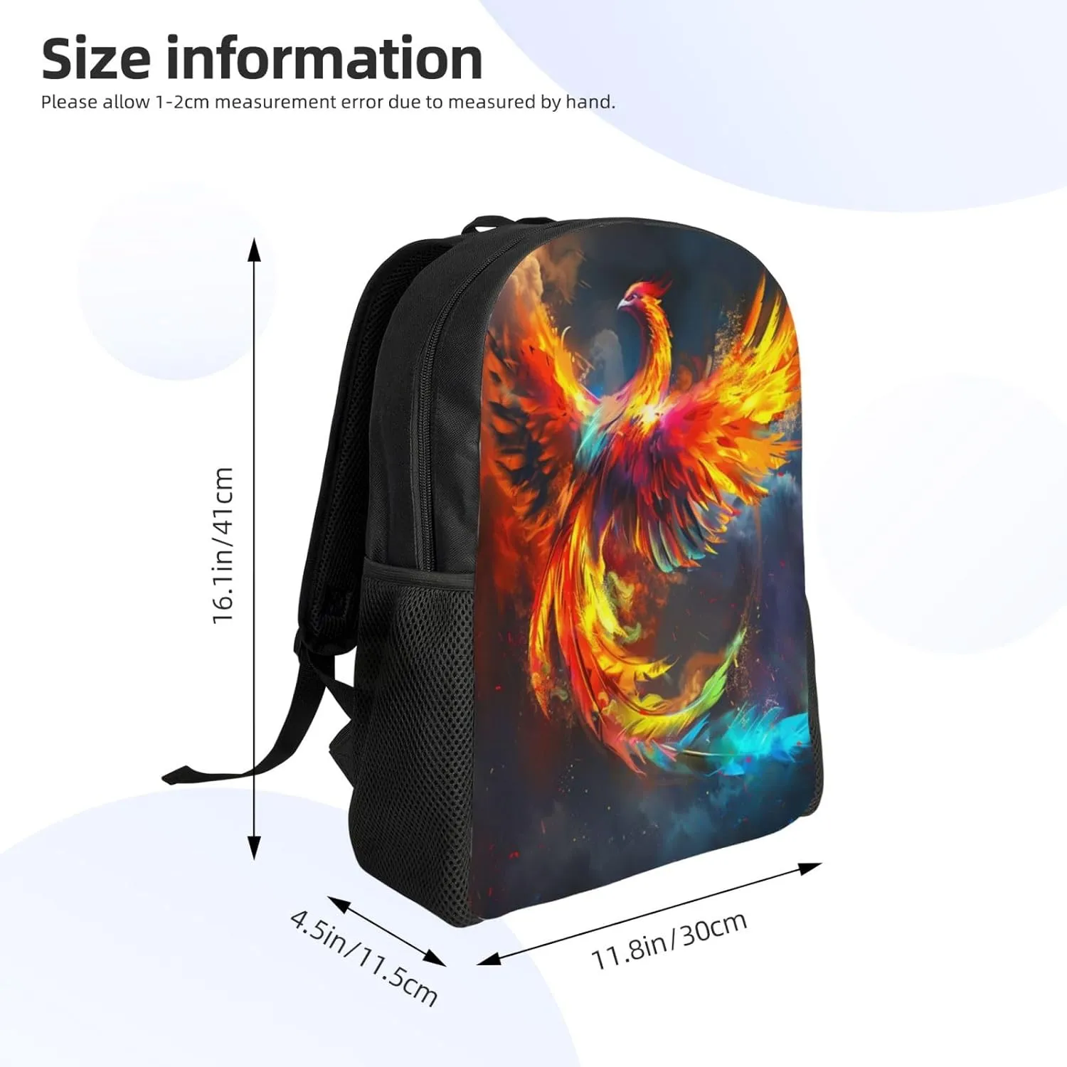 Flame Bird Backpack Waterproof Anti Theft Durable Light Laptop Bag Backpacks For Women Men Travel Gym Backpack