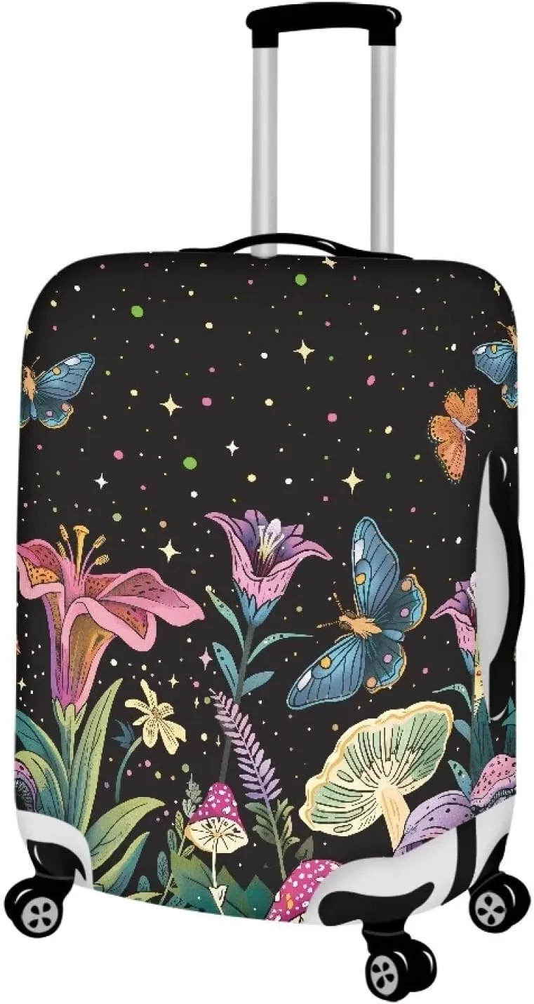 Flowers And Stars Luggage Suitcase Covers for Luggage Elastic Luggage Cover Protector Scratch Resistant Travel Suitcase Cover Fits 18-32 Inch Luggage Travel Bag Cover Travel Covers-L
