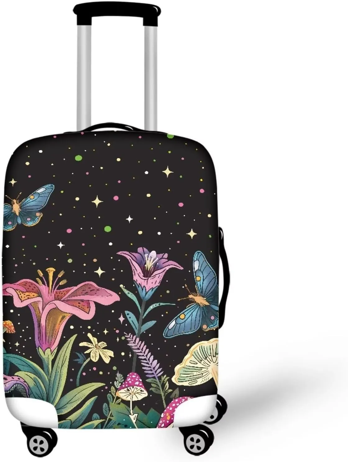Flowers And Stars Luggage Suitcase Covers for Luggage Elastic Luggage Cover Protector Scratch Resistant Travel Suitcase Cover Fits 18-32 Inch Luggage Travel Bag Cover Travel Covers-L