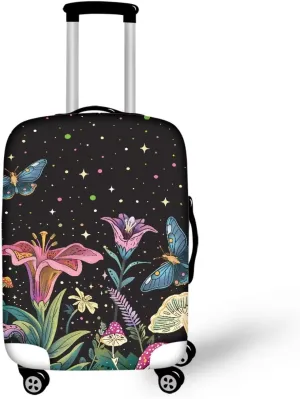 Flowers And Stars Luggage Suitcase Covers for Luggage Elastic Luggage Cover Protector Scratch Resistant Travel Suitcase Cover Fits 18-32 Inch Luggage Travel Bag Cover Travel Covers-L