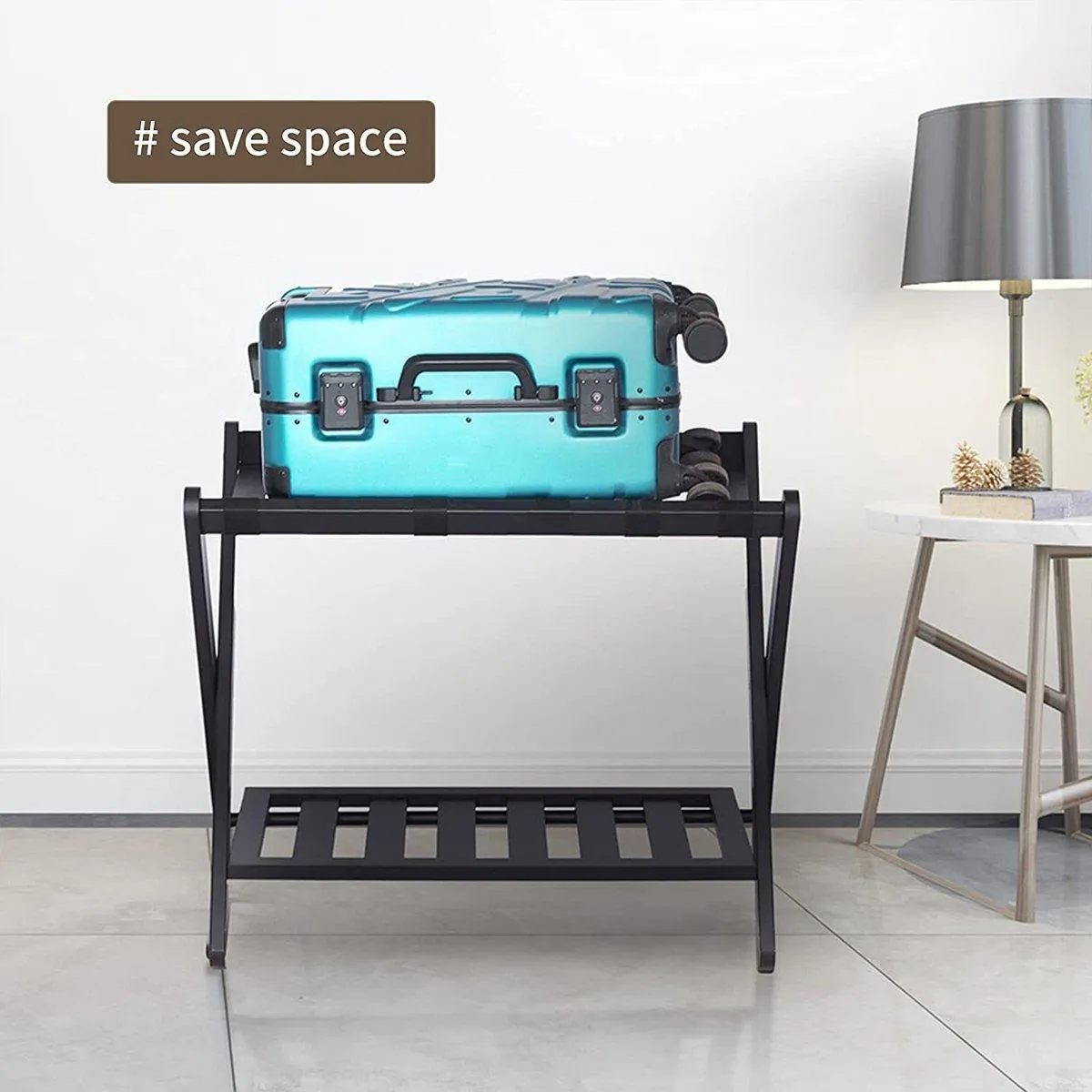 Foldable Bamboo Luggage Rack Hotel Room Portable Suitcase Holder Travel Rack