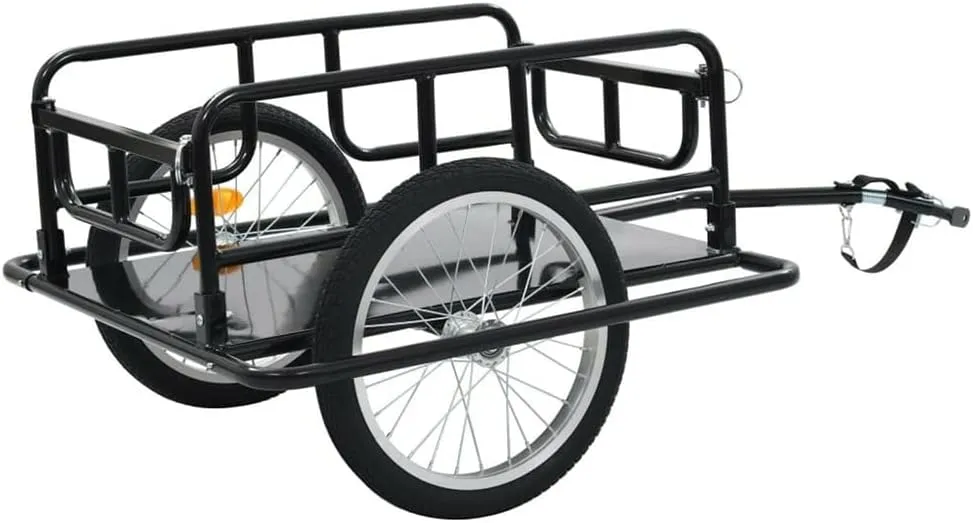 Foldable Bike Cargo Trailer, Heavy Duty Steel Frame Bicycle Cart Wagon Luggage Carrier 110lbs