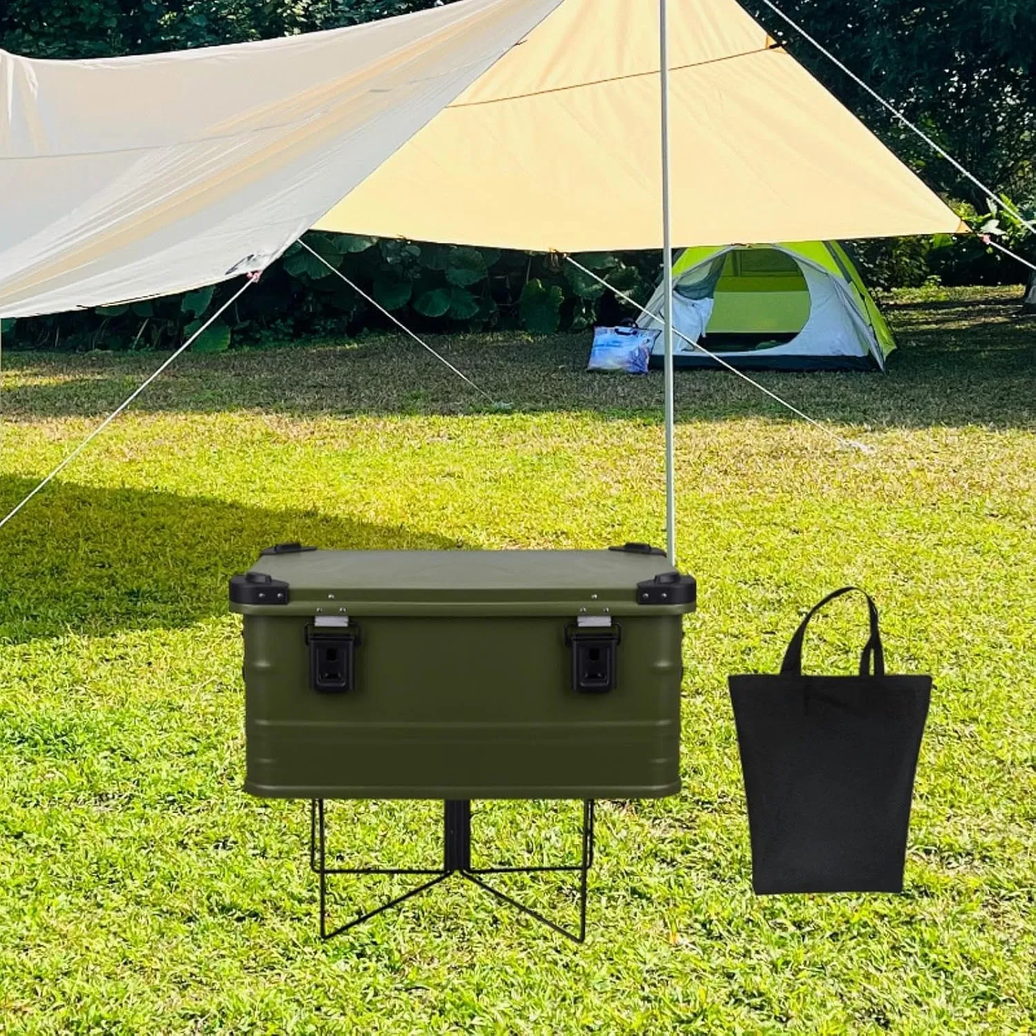 Foldable Cooler Stand with Storage Bag Multipurpose Stable Portable Luggage Rack Water Container Stand for BBQ Picnic Fishing
