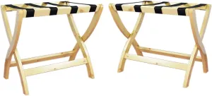 Foldable Luggage Rack Set of 2 - Solid Wood Travel Bag Holder with Nylon Cord, Multi-Function Suitcase Stand for Home, Bedroom & Guest Room, 23.6×15.7×23.6in(Yellow)