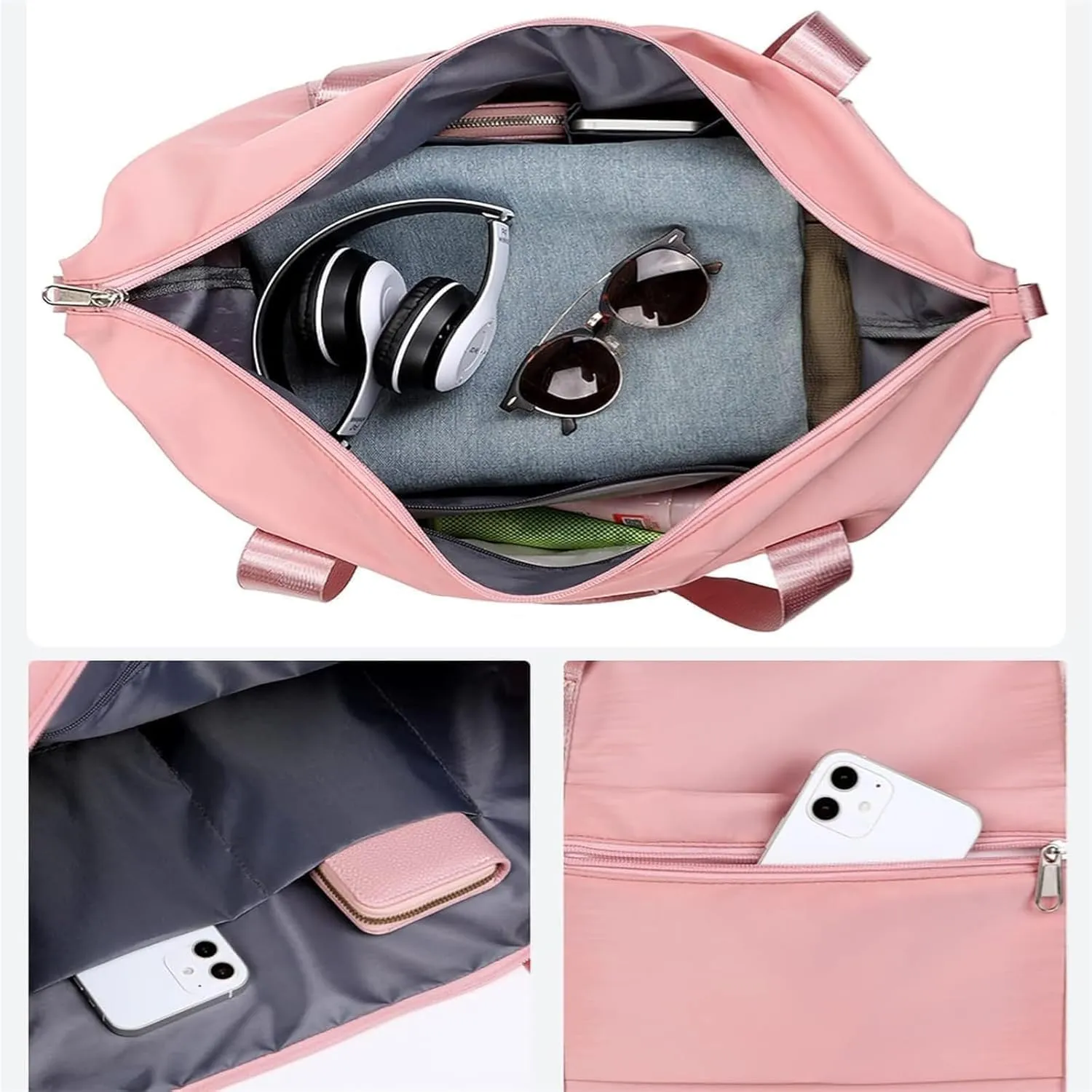Foldable Travel Bag Expandable, Wealthyn High-Capacity Double-Layer Wet Separation Travelling Bag (Black)