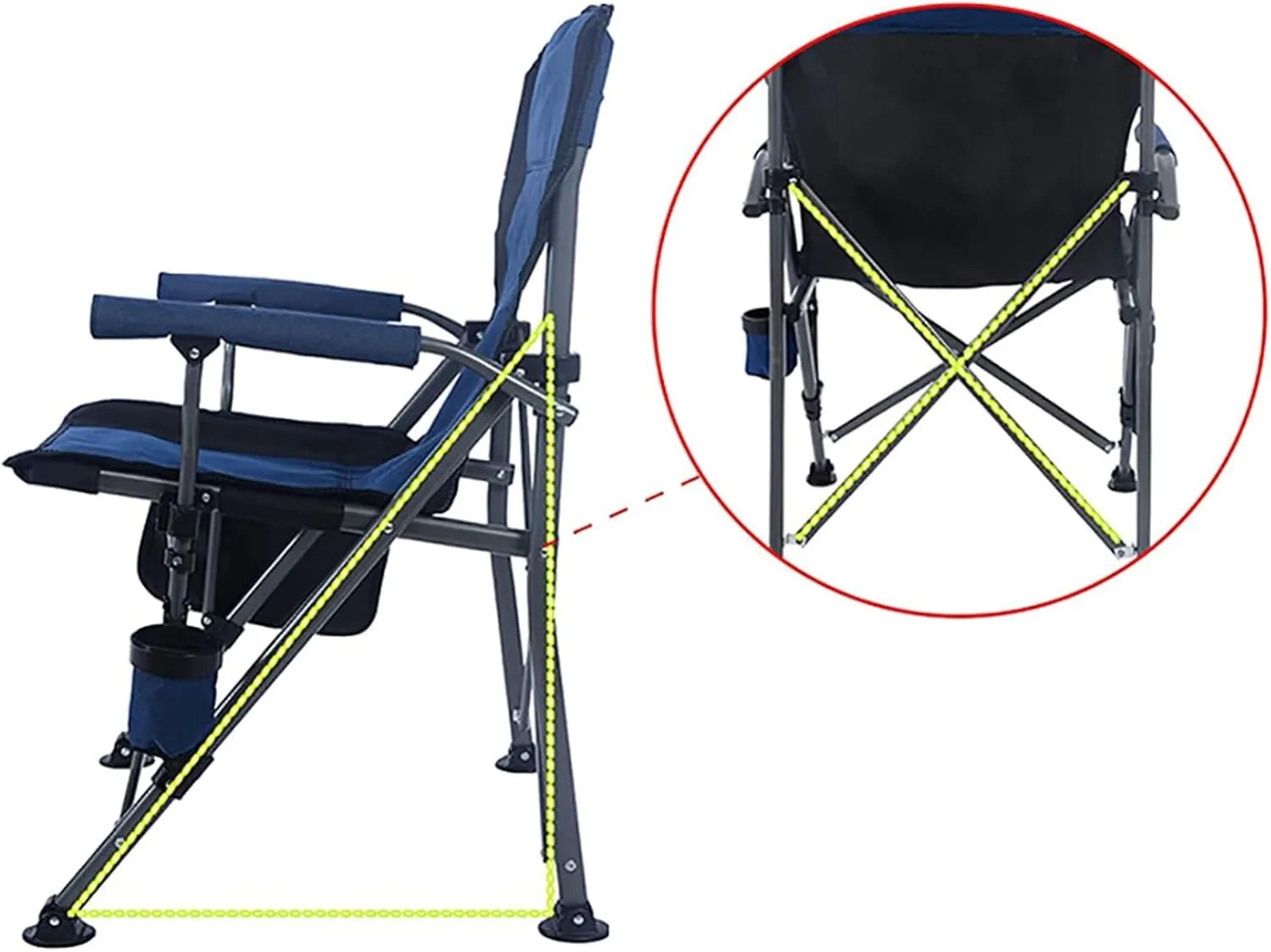 Folding Camping Chair, Portable High Back Padded Garden Chair with Armrests, Outdoor Chairs with Arm Rest Cup Holder and Portable Carrying Bag for Fishing Garden Picnic Camouflage