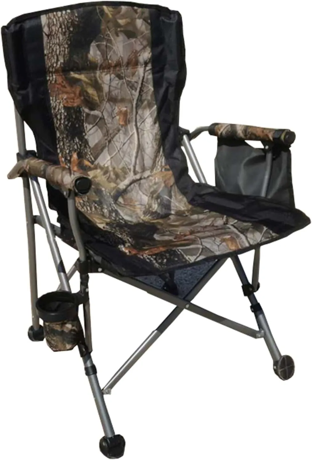 Folding Camping Chair, Portable High Back Padded Garden Chair with Armrests, Outdoor Chairs with Arm Rest Cup Holder and Portable Carrying Bag for Fishing Garden Picnic Camouflage