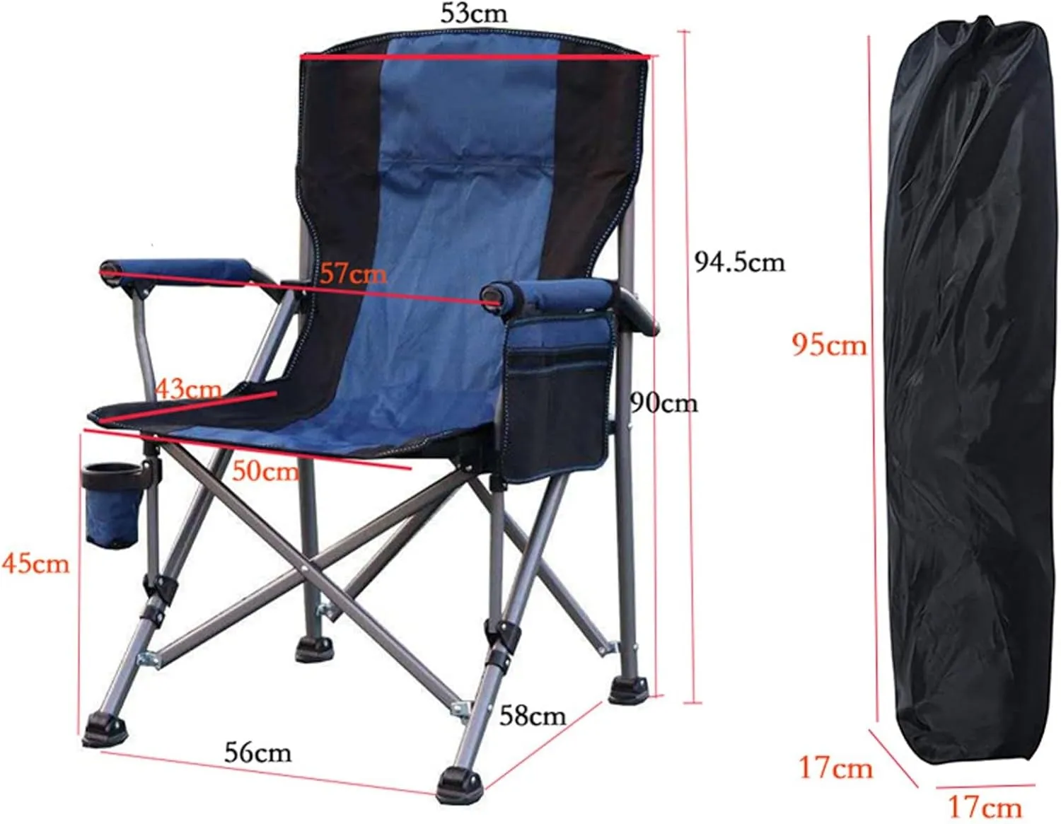 Folding Camping Chair, Portable High Back Padded Garden Chair with Armrests, Outdoor Chairs with Arm Rest Cup Holder and Portable Carrying Bag for Fishing Garden Picnic Camouflage
