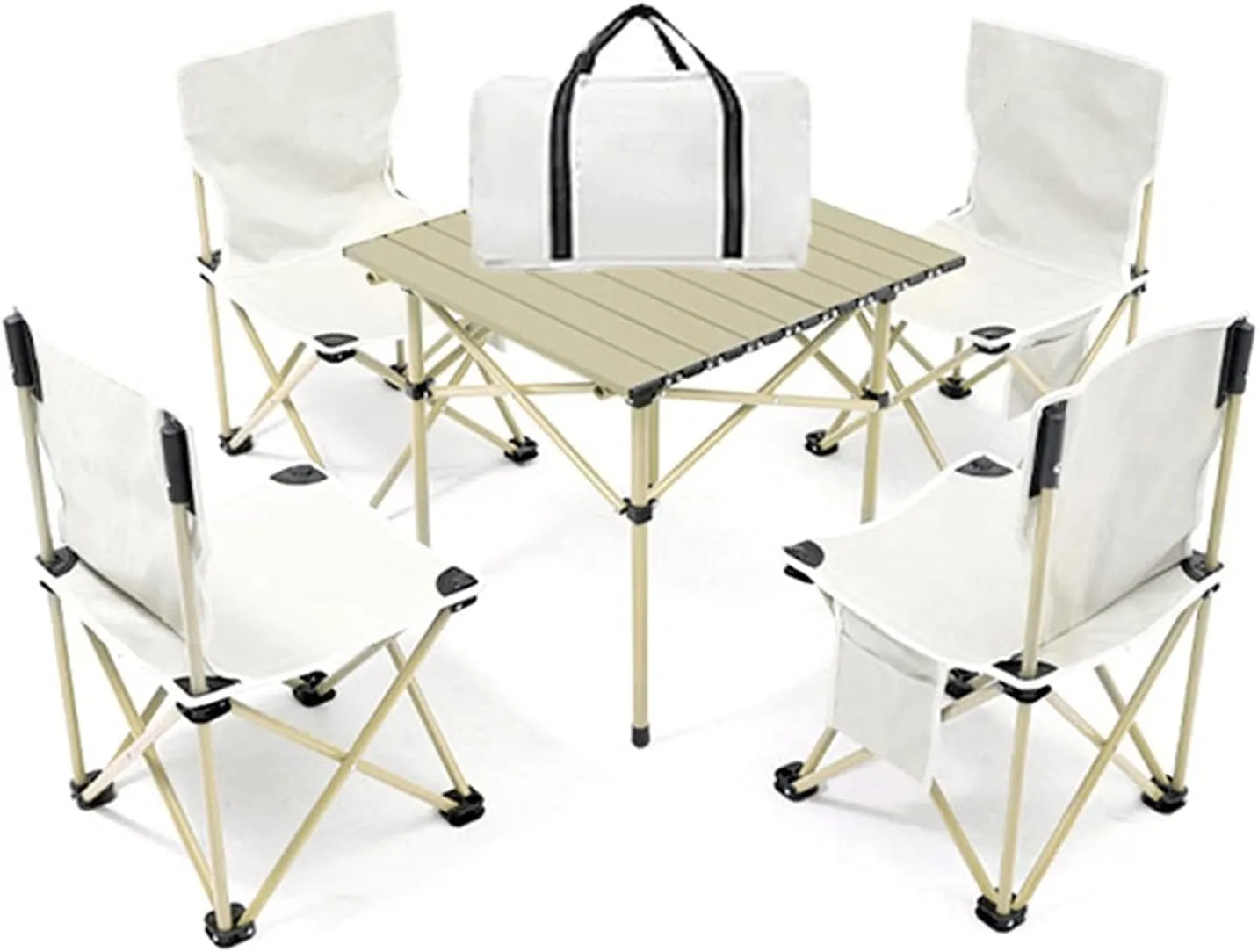 Folding Camping Table Outdoor and Chair Set, The Aluminum Alloy Camping Picnic Table Bears 100kg, Roll-up Table Top for Easy Storage