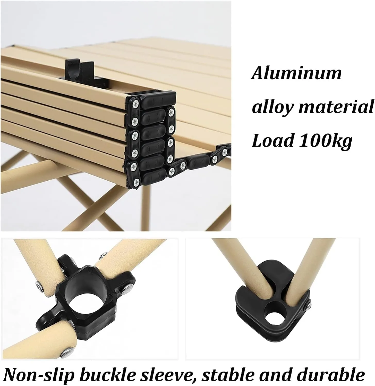 Folding Camping Table Outdoor and Chair Set, The Aluminum Alloy Camping Picnic Table Bears 100kg, Roll-up Table Top for Easy Storage