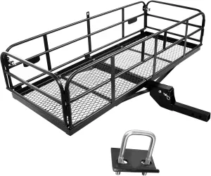 Folding Hitch Mount Cargo Carrier 60" x 24" x 14" 510 LB Capacity Heavy Duty Cargo Rack Rear Luggage Basket Fits 2" Receiver for Car SUV Pickup Trailer Camping