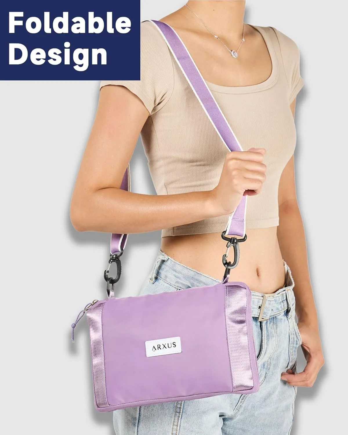 Folding Travel Bag Carry on Bags for Airplanes with Detachable Adjustable Shoulder Strap Light Weight Travel Duffle Bag for Women with Suitcase Sleeve 17x11x9 inch