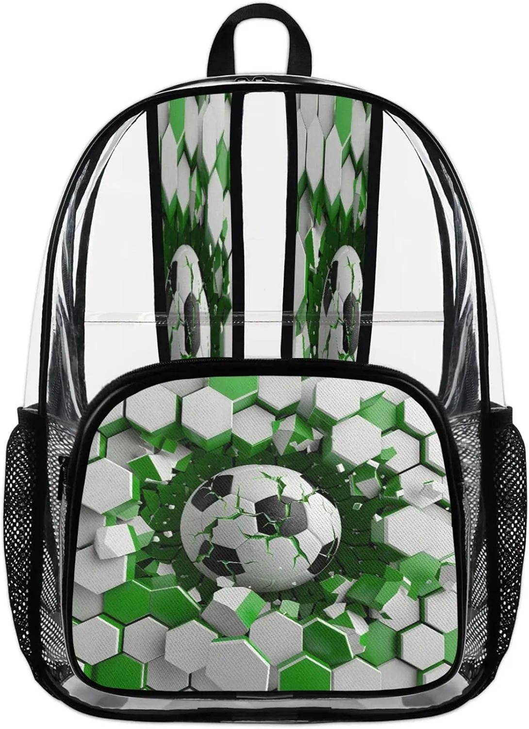 Football Balls Clear Backpack PVC Waterproof Transparent Backpack Heavy Duty See Through Backpacks with Reinforced Strap for Travel Outdoor Concert Work