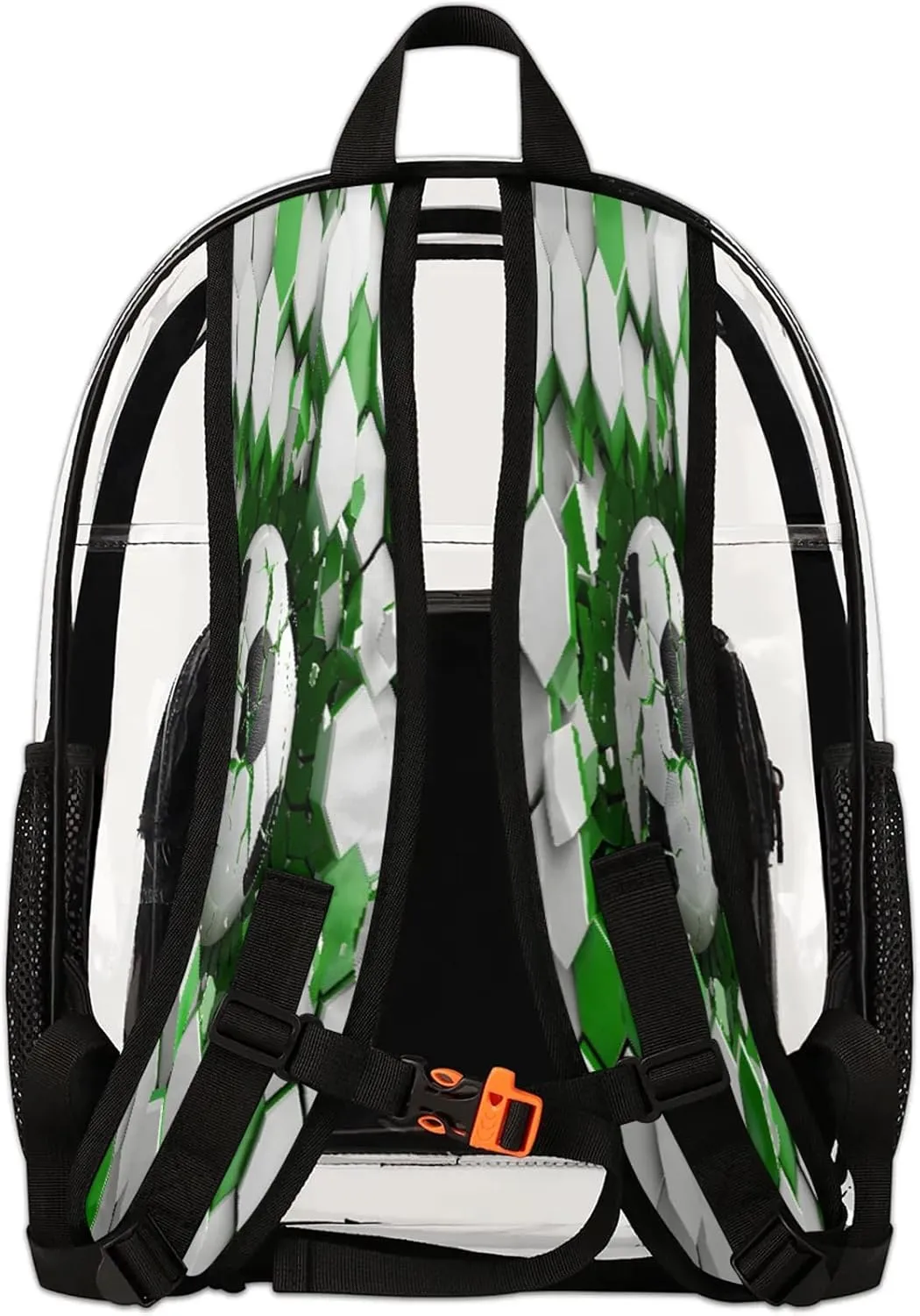 Football Balls Clear Backpack PVC Waterproof Transparent Backpack Heavy Duty See Through Backpacks with Reinforced Strap for Travel Outdoor Concert Work