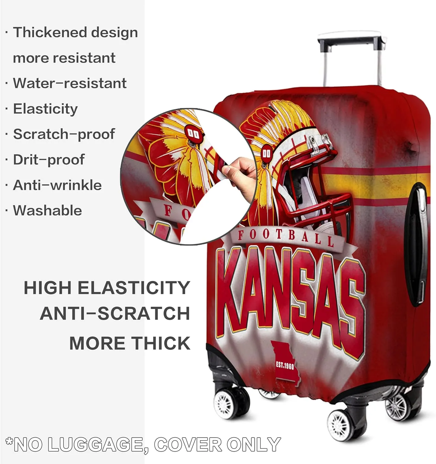 Football Team Luggage Cover for Suitcase Protector Cover for Travel Business Vacation Fits 18-20 Inch