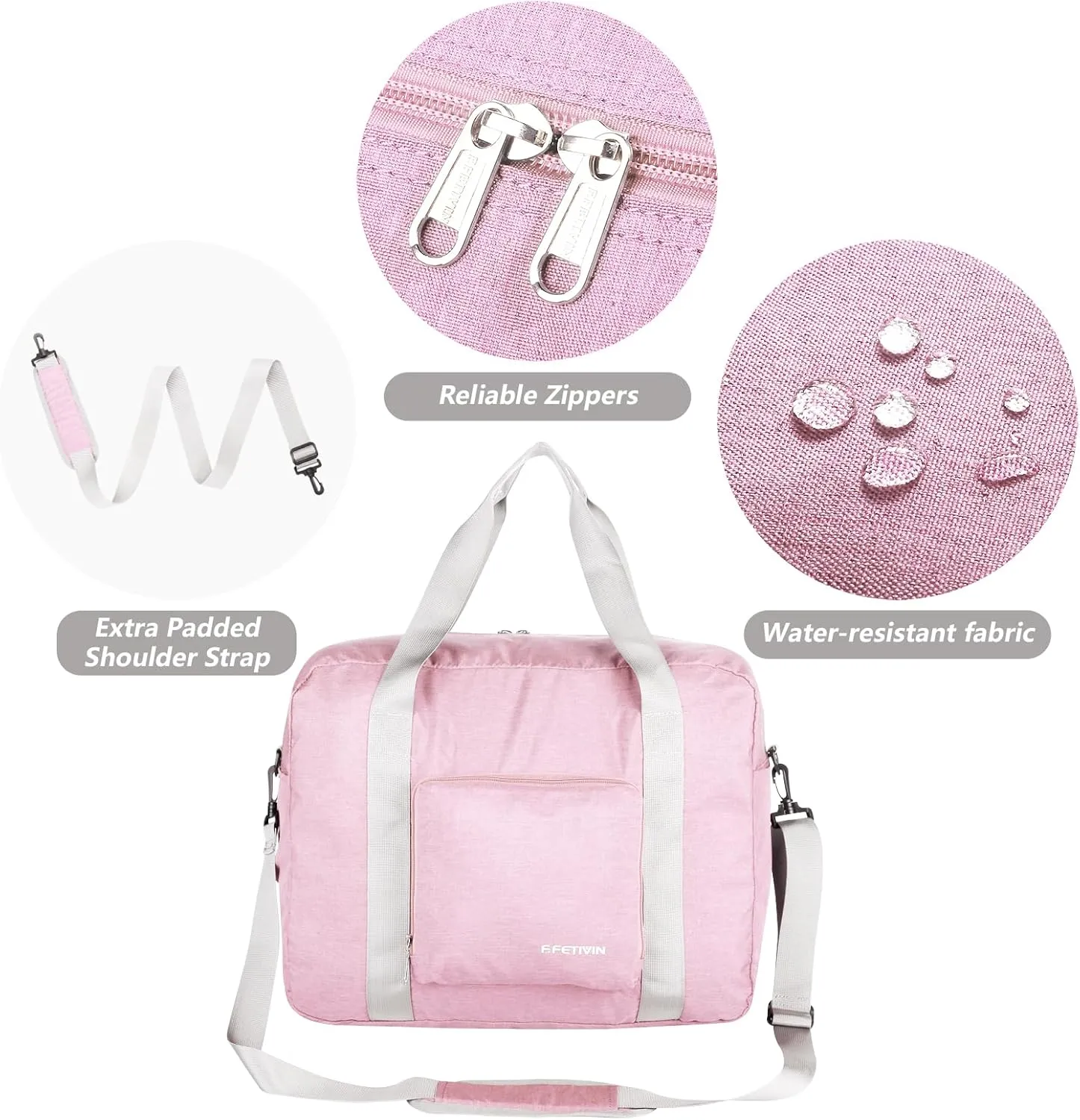 For Allegaint Airlines Personal Item Bag 17.7x12.6x6.3 Foldable Travel Duffel Bag Underseat Carry-on Luggage for Women and men 25L(Pink)