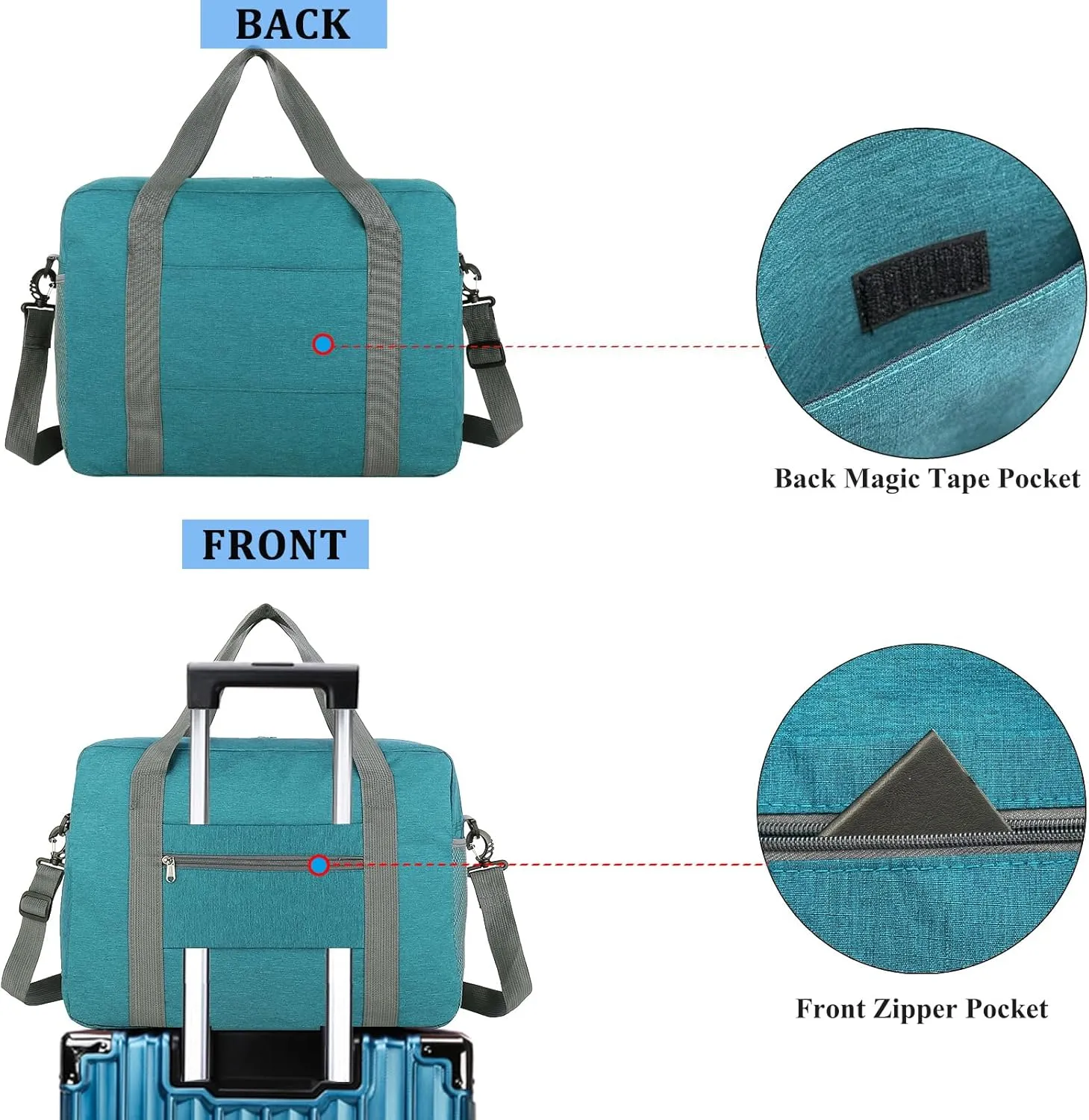 For Spirit Airlines Personal Item Bag 18x14x8 with Wet Pocket Foldable Travel Duffel Bag Underseat Carry on for Men & Women