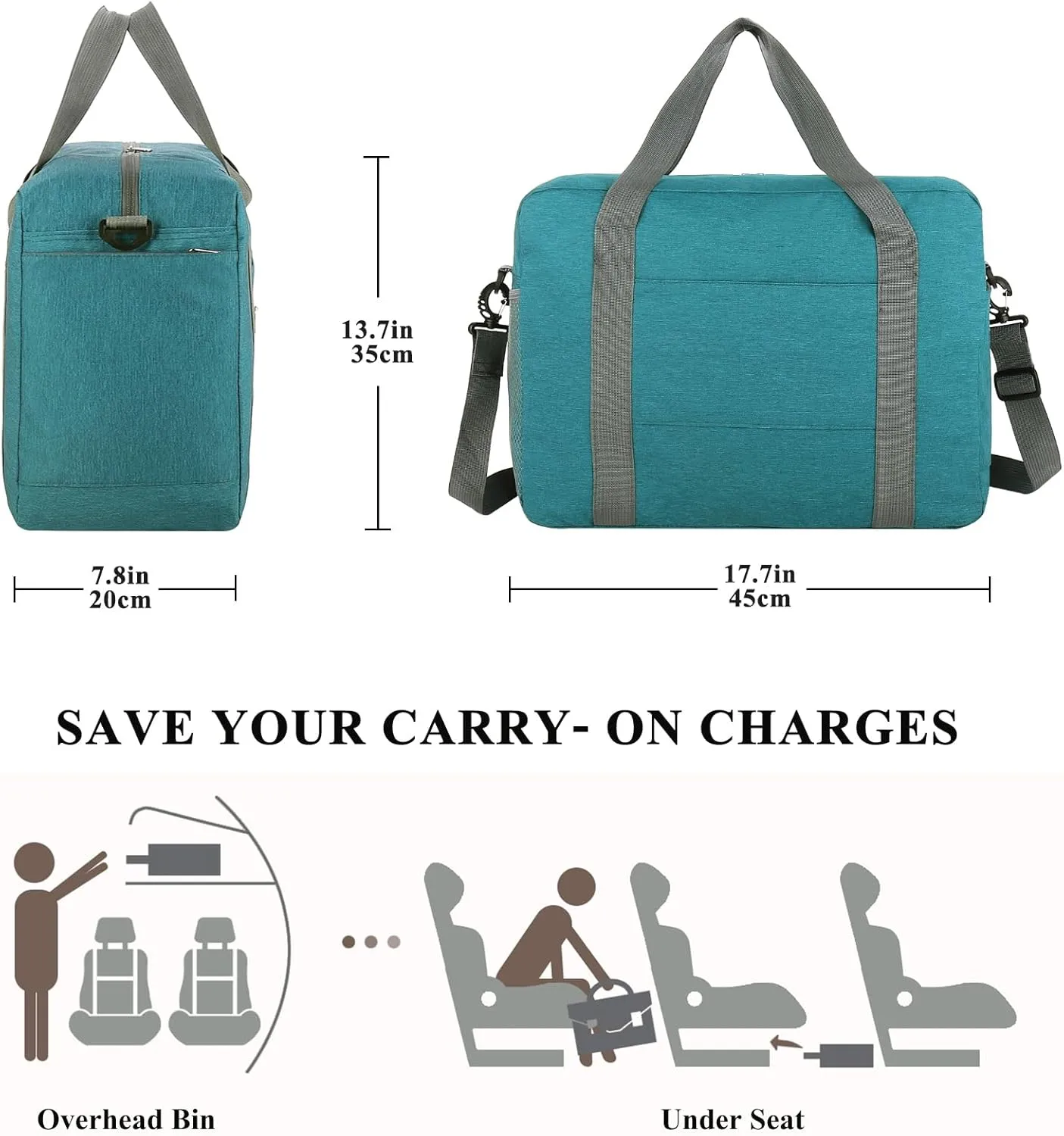 For Spirit Airlines Personal Item Bag 18x14x8 with Wet Pocket Foldable Travel Duffel Bag Underseat Carry on for Men & Women