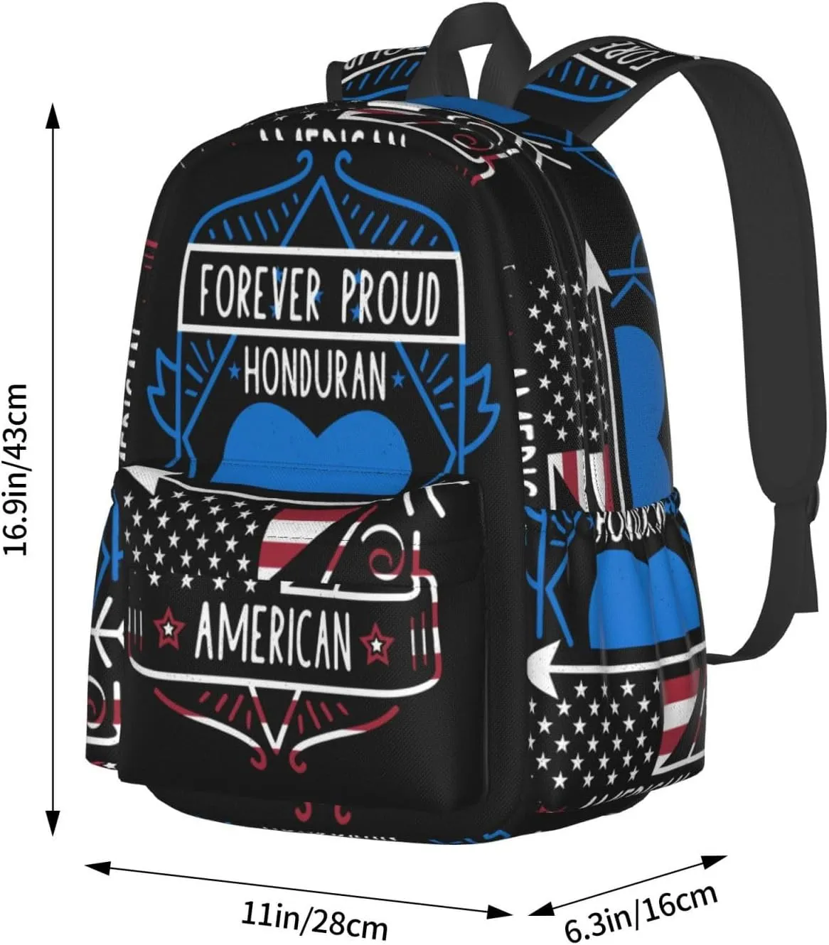 Forever Proud Honduran American Flag Large Travel Backpack Casual Backpacks Laptop Daypack Working Rucksack Lightweight Back Pack Sports Bag with Adjustable Shoulder Strap