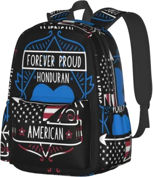 Forever Proud Honduran American Flag Large Travel Backpack Casual Backpacks Laptop Daypack Working Rucksack Lightweight Back Pack Sports Bag with Adjustable Shoulder Strap