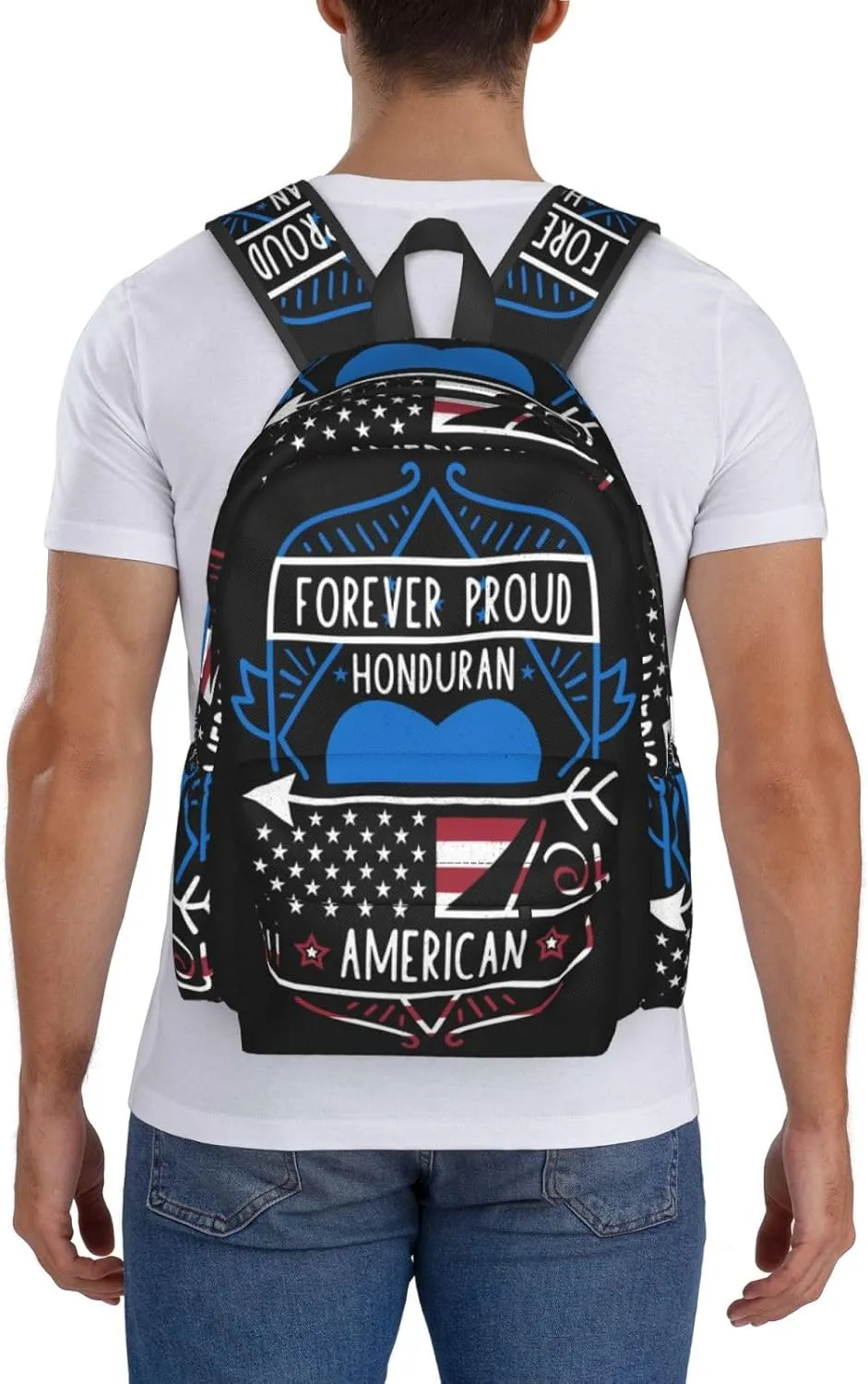 Forever Proud Honduran American Flag Large Travel Backpack Casual Backpacks Laptop Daypack Working Rucksack Lightweight Back Pack Sports Bag with Adjustable Shoulder Strap