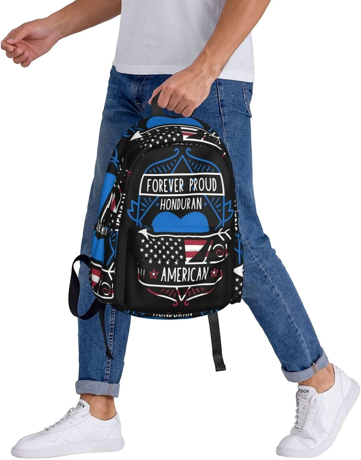 Forever Proud Honduran American Flag Large Travel Backpack Casual Backpacks Laptop Daypack Working Rucksack Lightweight Back Pack Sports Bag with Adjustable Shoulder Strap