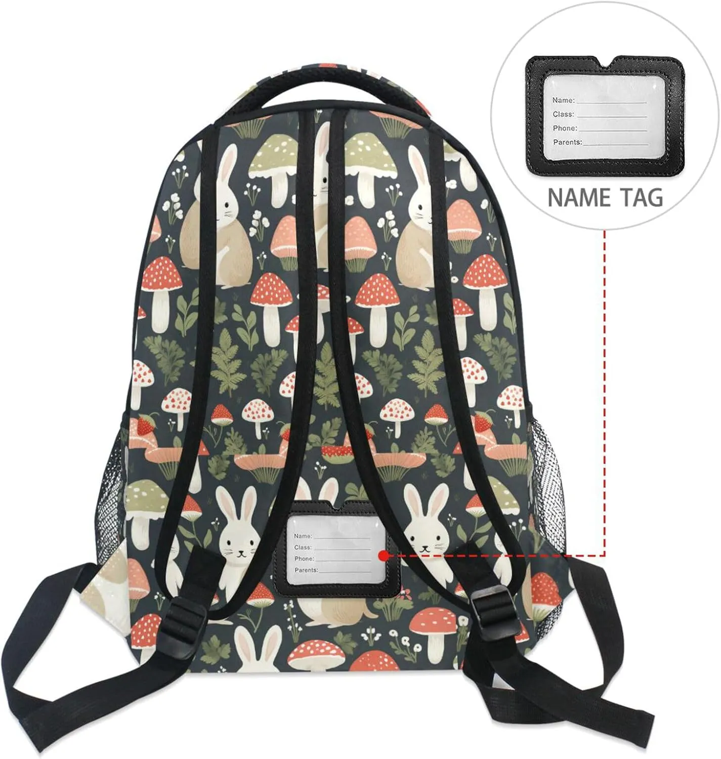 Fun Backpack for Men and Women Waterproof Carry On Backpacks with Chest Strap for Business Work College Travel Trip Personalized Rabbit Mushroom
