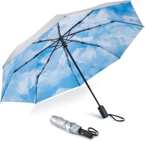 G4Free UPF 50  UV Protection Large Travel Umbrella 42/46 Inch Auto Open Close Windproof Sun Blocking Umbrella