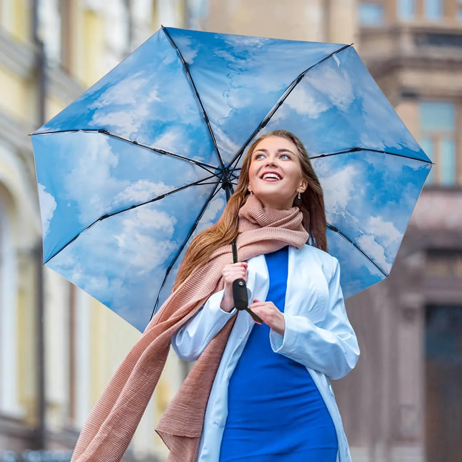 G4Free UPF 50  UV Protection Large Travel Umbrella 42/46 Inch Auto Open Close Windproof Sun Blocking Umbrella
