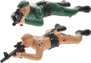 Gadpiparty Electric Plastic Soldier Toys with Light and Sound 2 Pcs Plastic Crawling Soldiers Kids Model Toys