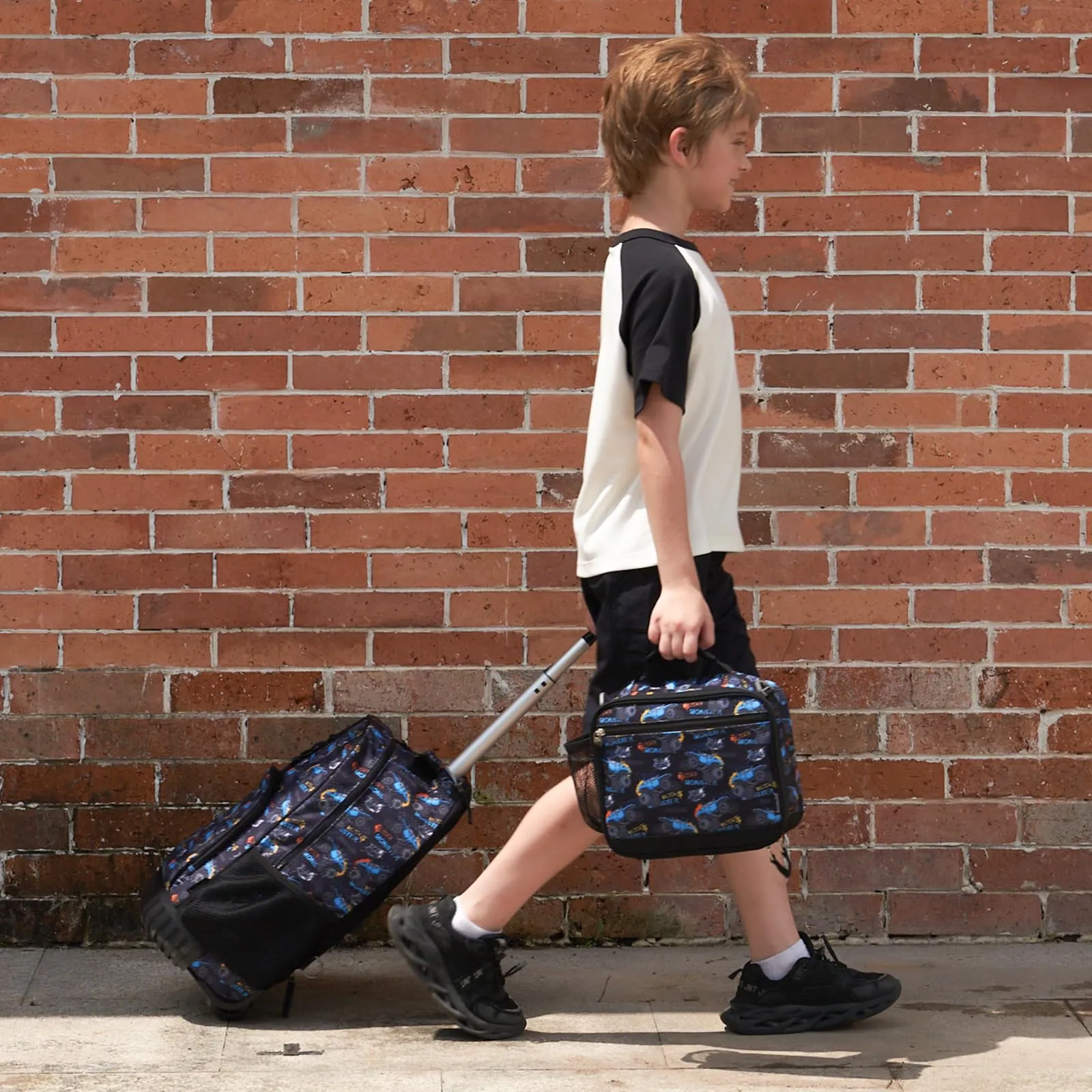 Galaxy Blue Kids Rolling Backpack Set